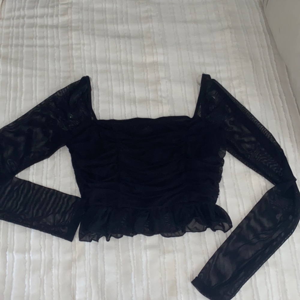 Mesh black crop top